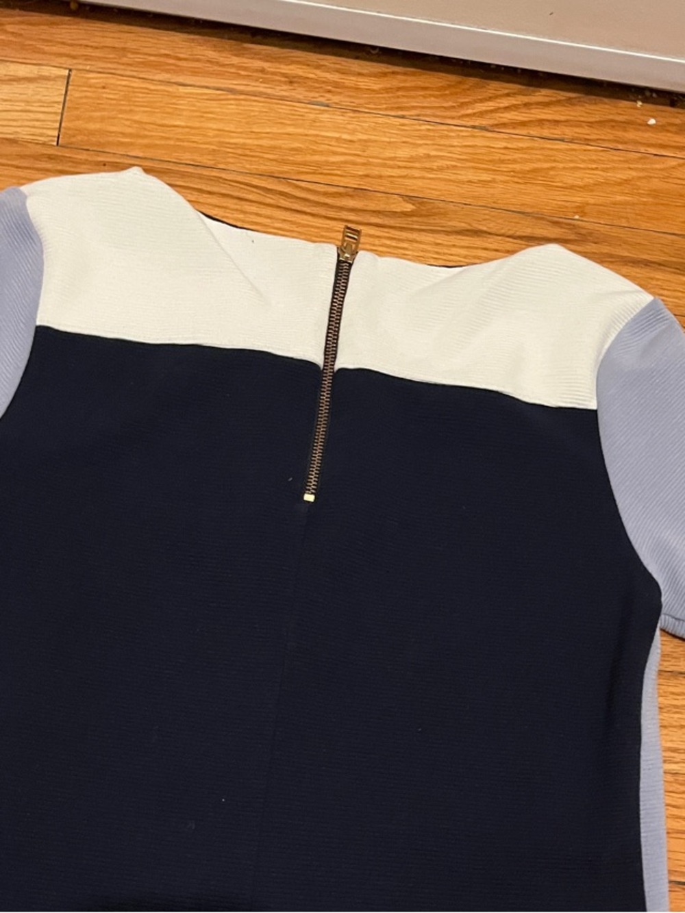 Boden Jeanette Ottoman Dress Navy, Light Blue and White Colorblock Midi Dress - Picture 8 of 8